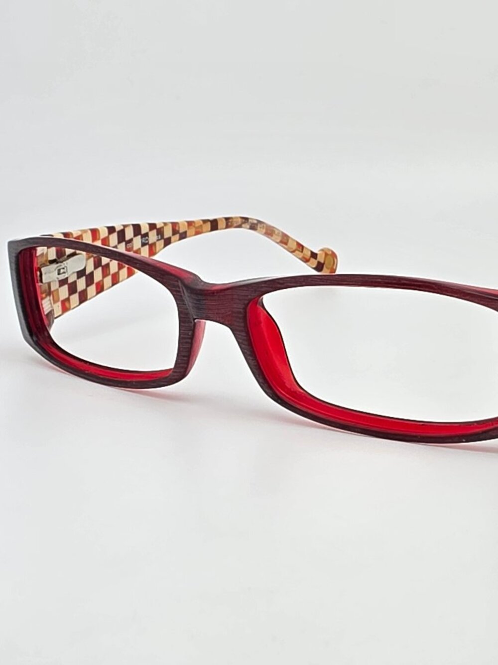 Etnia Barcelona Telaviv Grey Red Chess Eyeglasses Frame w/ Flexhinge 52-17-135